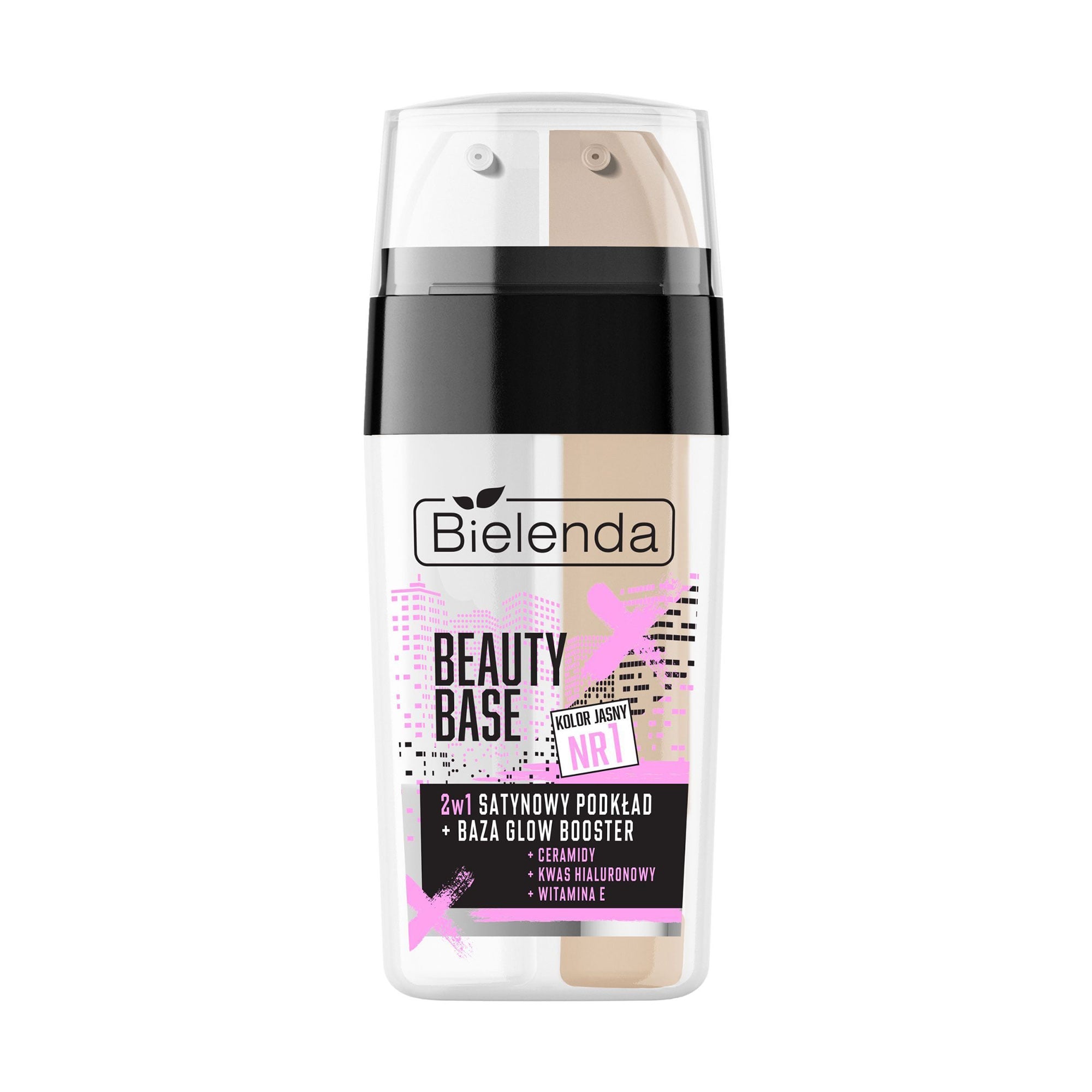 Сатинова база-бустер для сяйва обличчя 2 в 1 Bielenda Beauty Base відтінок 1, 2*7.5 г